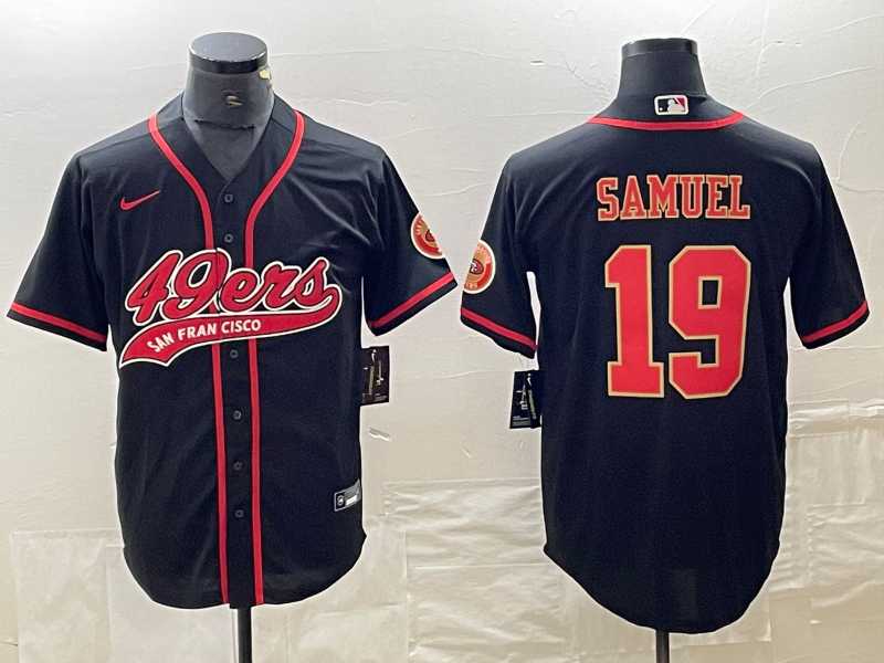Mens San Francisco 49ers #19 Deebo Samuel Black Red With Patch Cool Base Stitched Baseball Jersey->san francisco 49ers->NFL Jersey